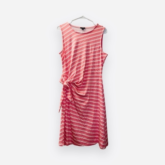 Talbots NWT Pink White Stripe Side Cinch Knee Length Dress size large petite - Picture 1 of 5